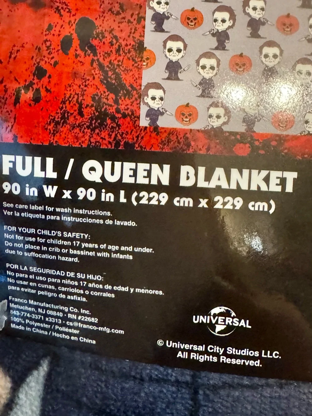 Halloween II Michael Myers Blanket - Gray 90x90 Full- Queen Blanket